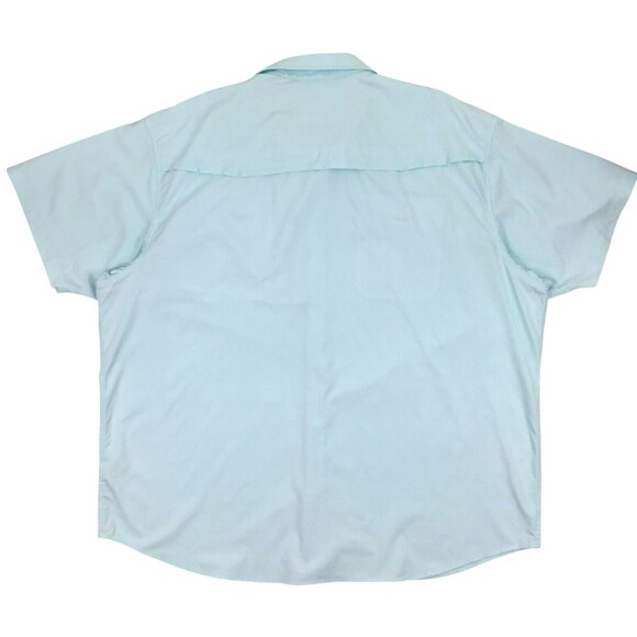 Poncho Shirt Mens 3XL Button Up Short Sleeve Magnetic Pockets Performance Blue - Picture 2 of 14